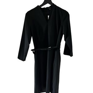 Womens 3/4 sleeve black belted dress. New with tags.